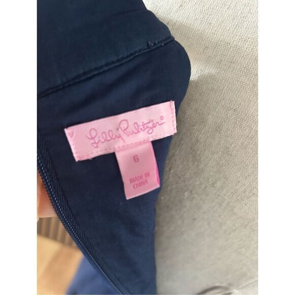 Lilly Pulitzer Eliana True Navy Braided Gold Cocktail Shift Dress size 6 - Picture 5 of 7